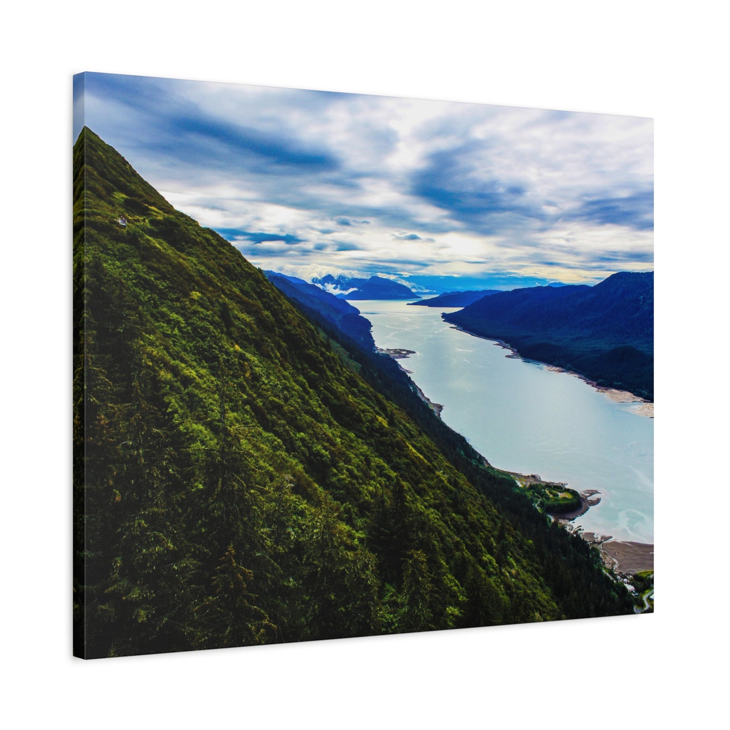 Canvas Wall Art - River at the Bottom of a Mountain Scene