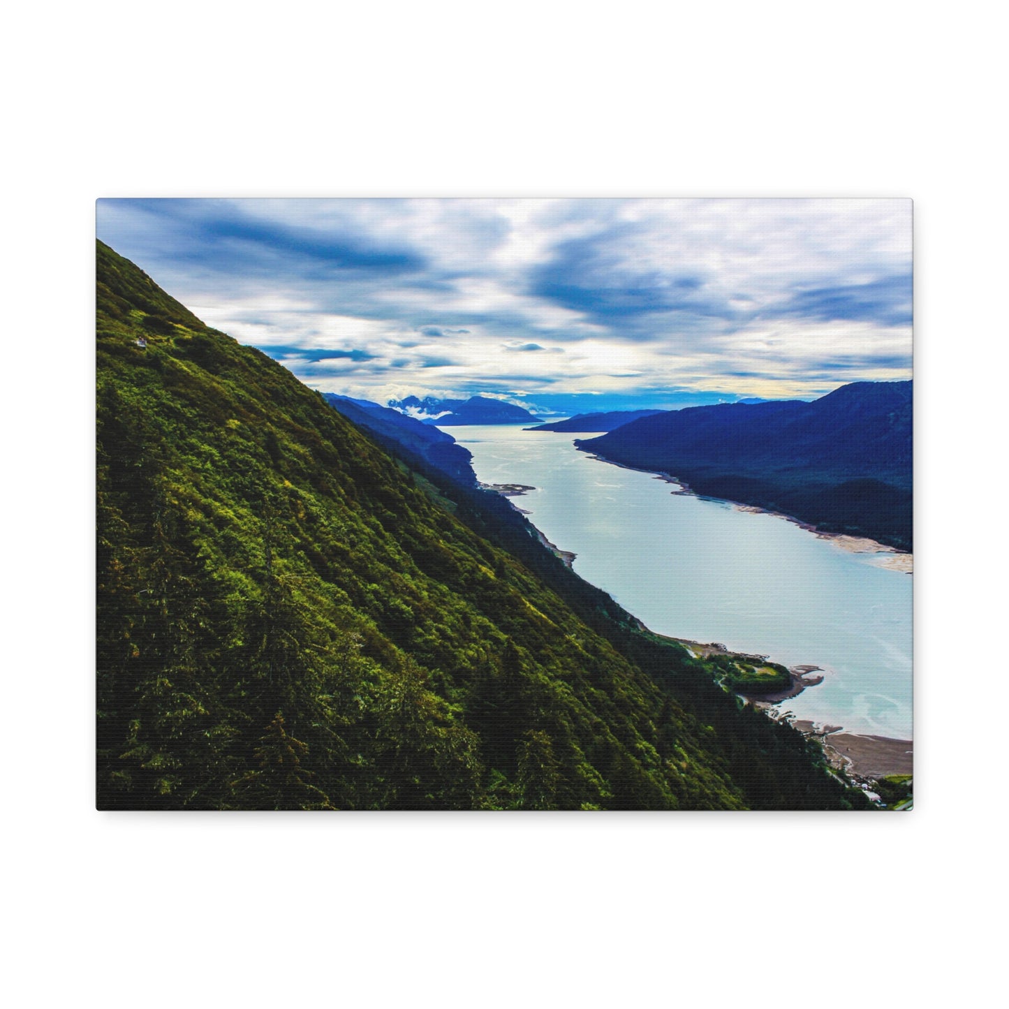 Canvas Wall Art - River at the Bottom of a Mountain Scene