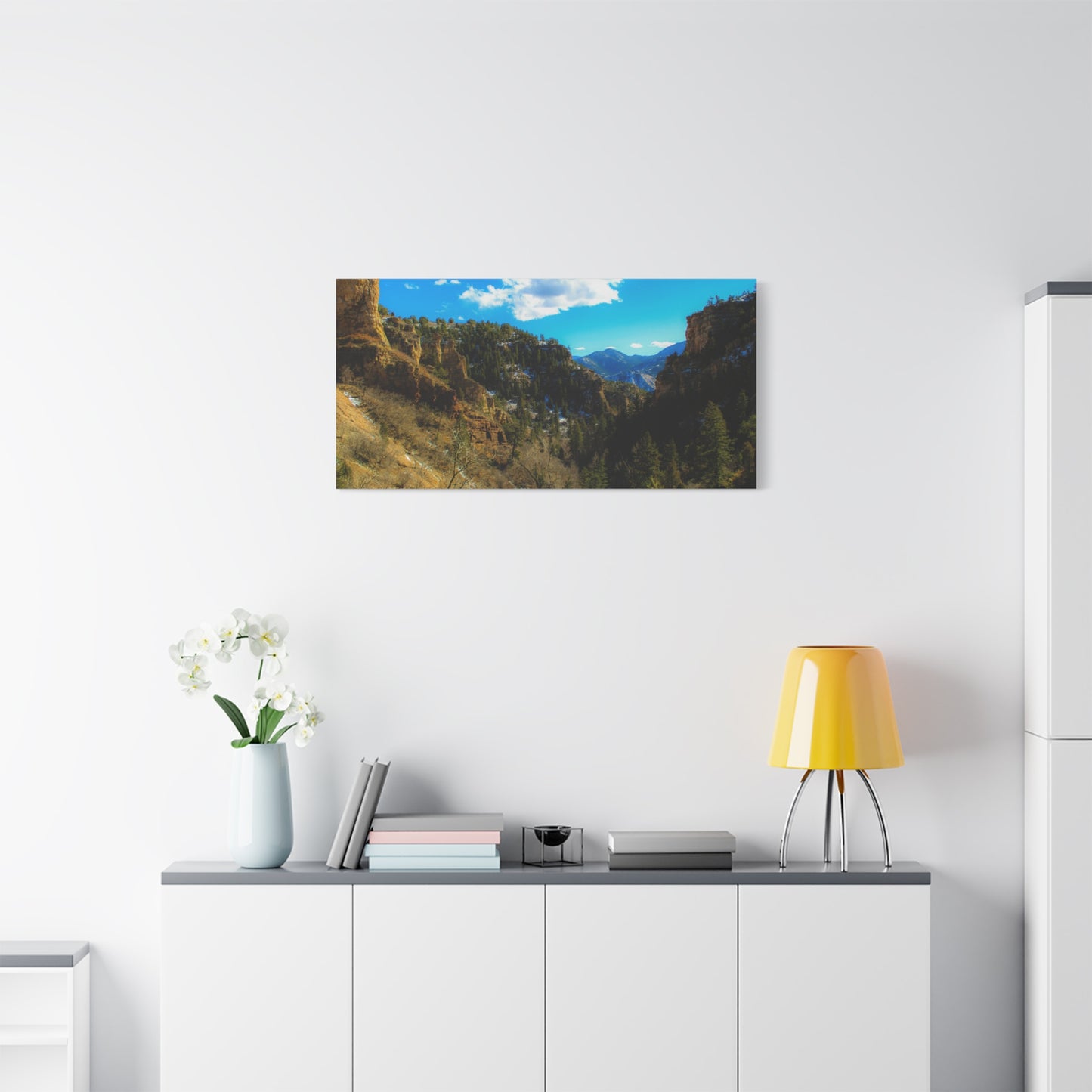 Canvas Art Print - Valley with Trees and Blue Sky Photography