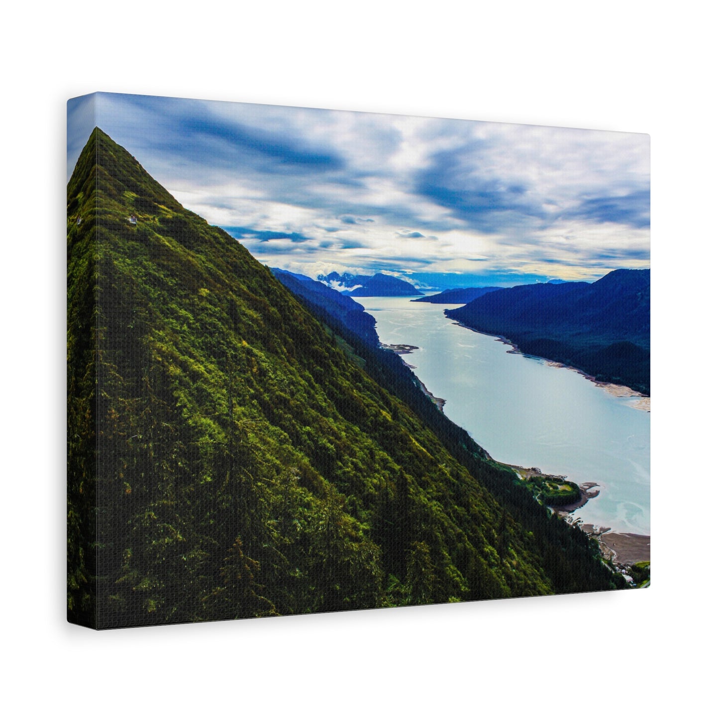 Canvas Wall Art - River at the Bottom of a Mountain Scene