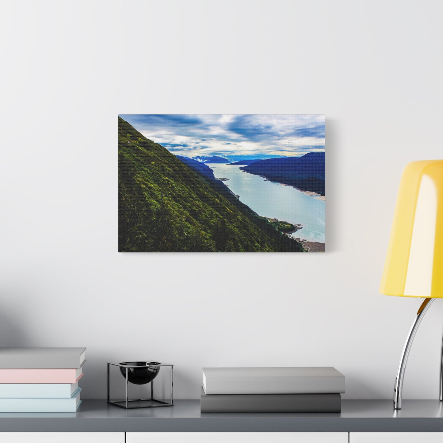 Canvas Wall Art - River at the Bottom of a Mountain Scene