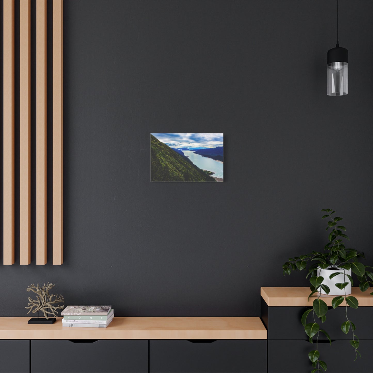 Canvas Wall Art - River at the Bottom of a Mountain Scene