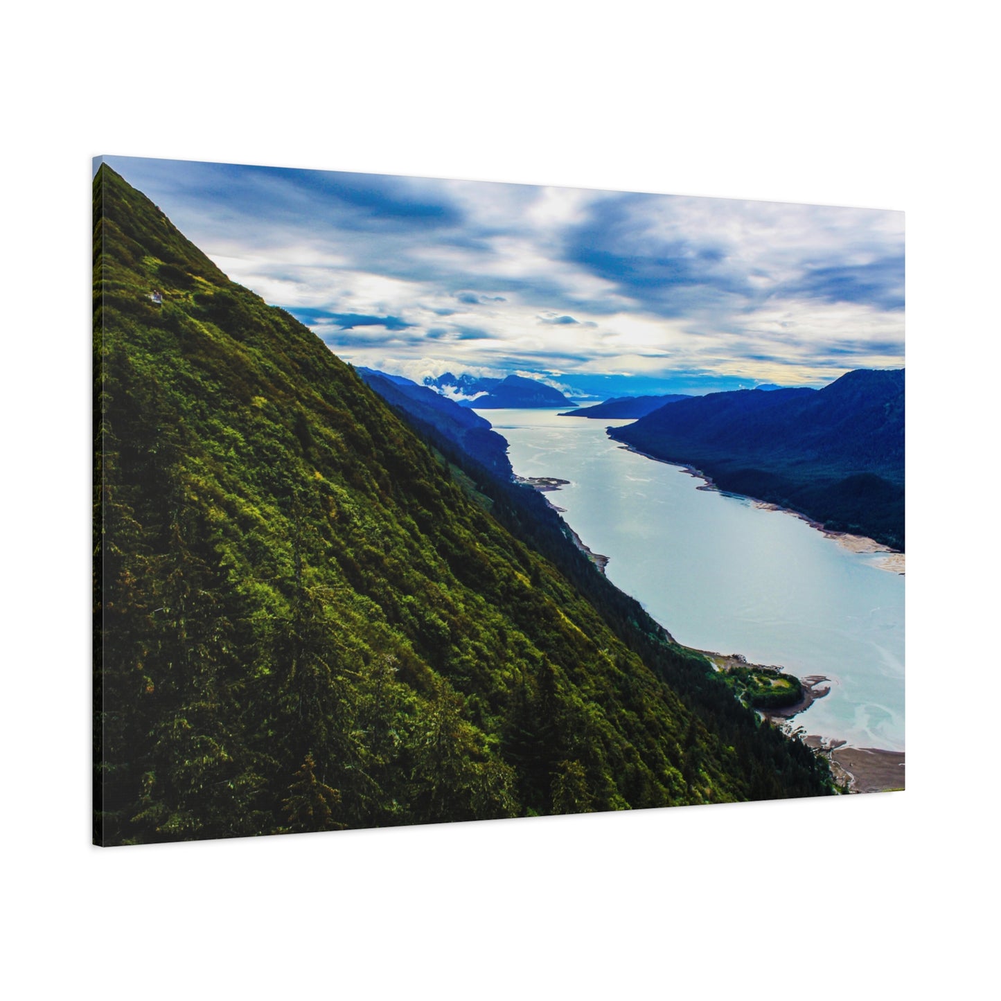 Canvas Wall Art - River at the Bottom of a Mountain Scene