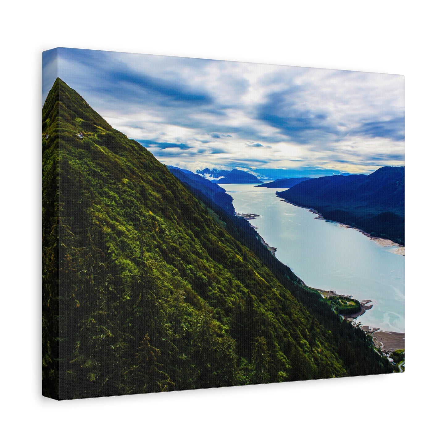 Canvas Wall Art - River at the Bottom of a Mountain Scene