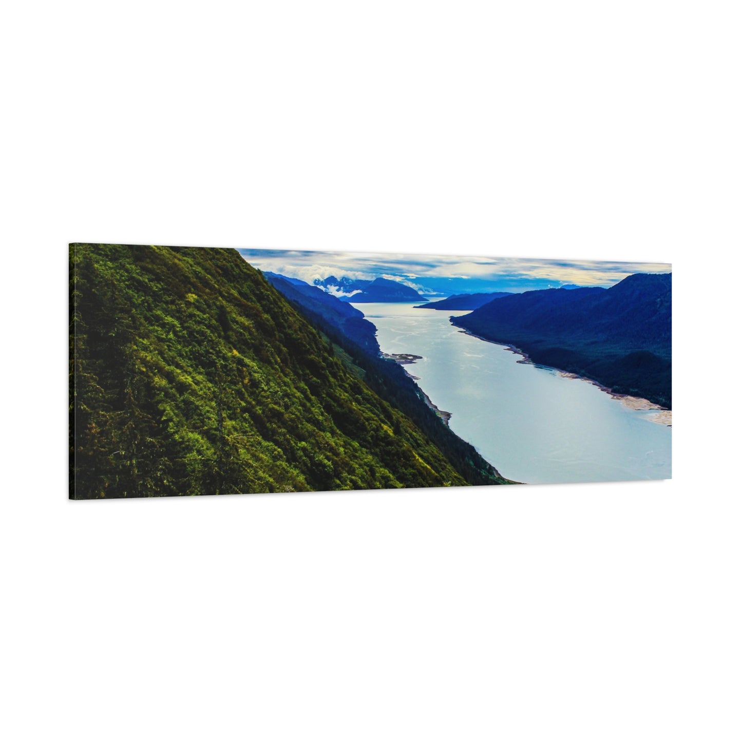 Canvas Wall Art - River at the Bottom of a Mountain Scene