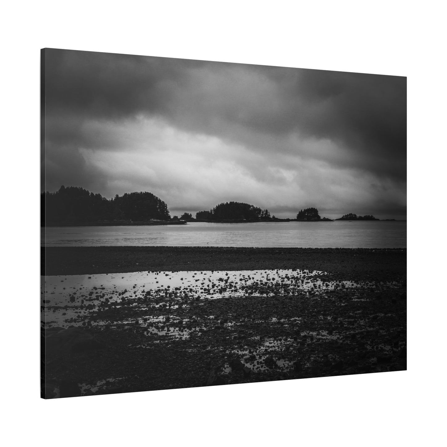 Canvas Wall Art - Photography Grey Scale Ocean Islands