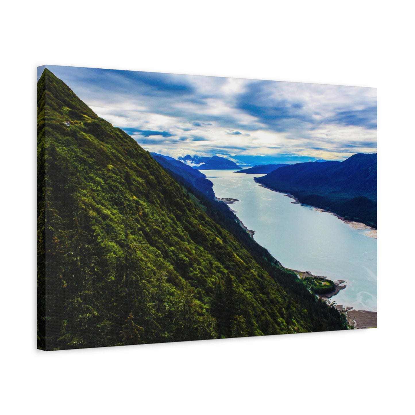 Canvas Wall Art - River at the Bottom of a Mountain Scene