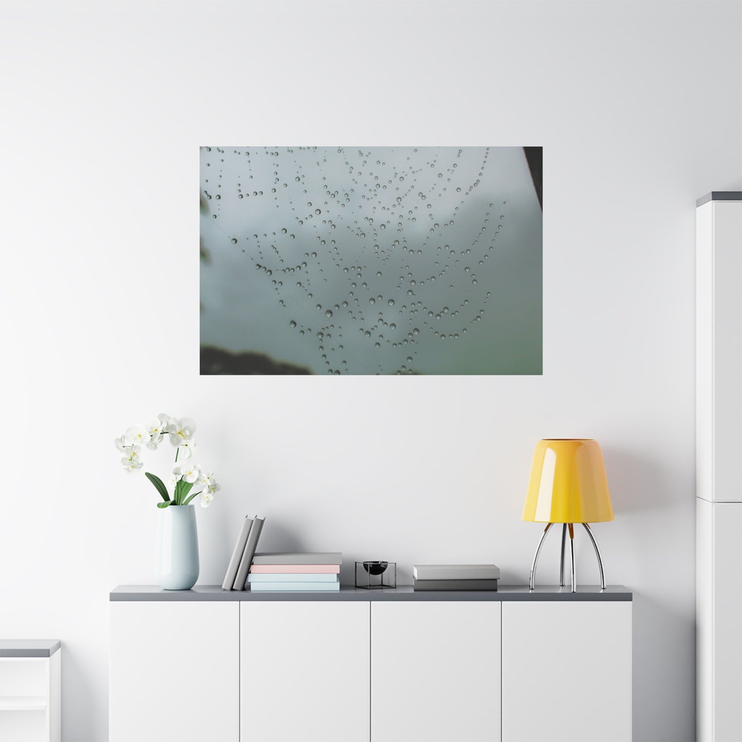 Canvas Print - Morning Dew on Spider Web Photo