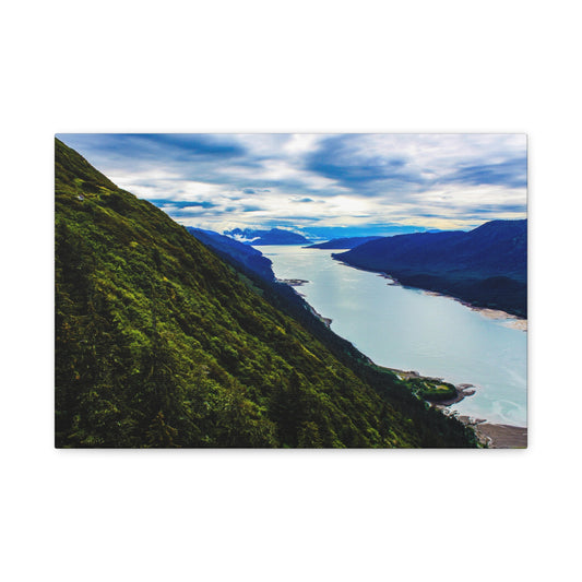 Canvas Wall Art - River at the Bottom of a Mountain Scene