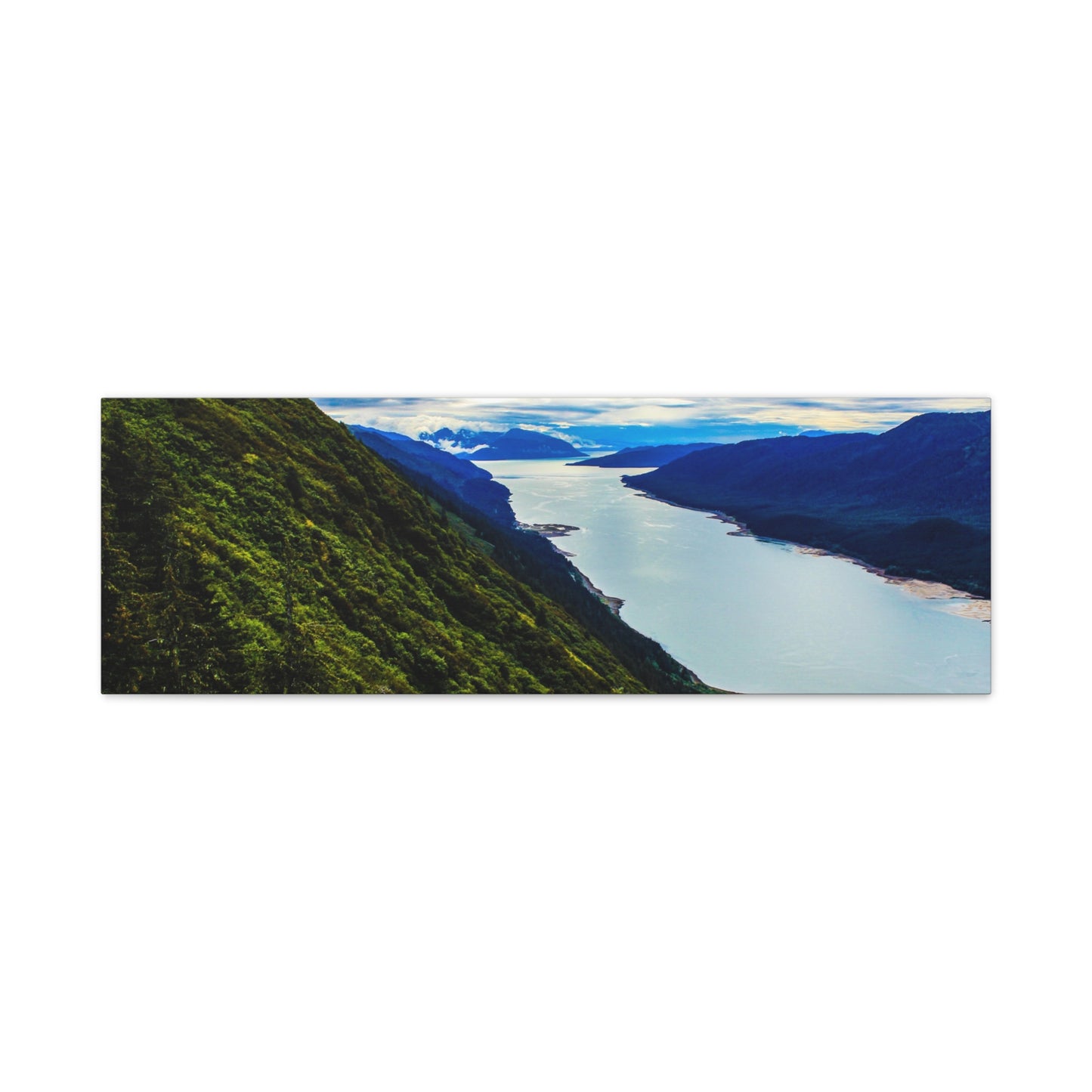 Canvas Wall Art - River at the Bottom of a Mountain Scene