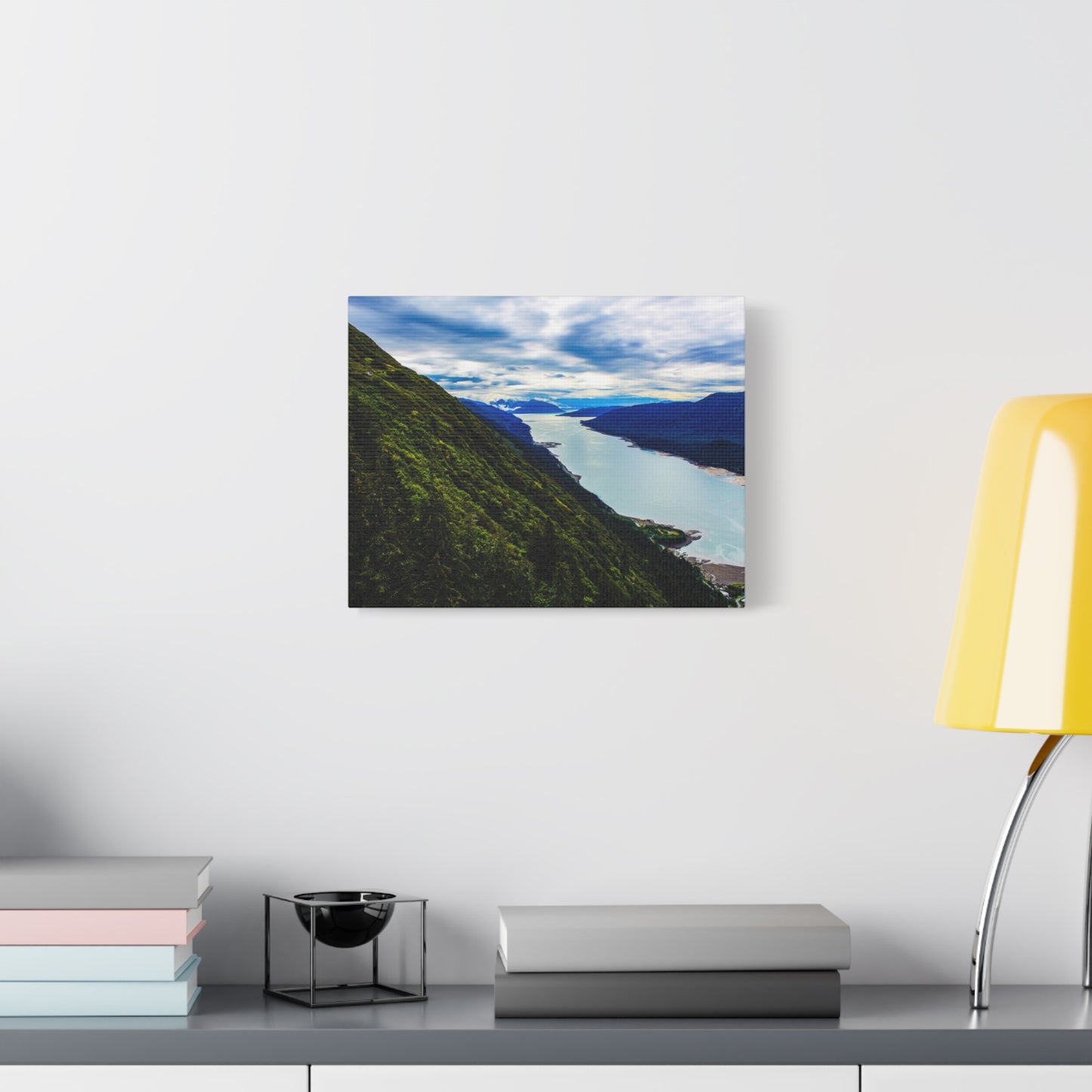 Canvas Wall Art - River at the Bottom of a Mountain Scene
