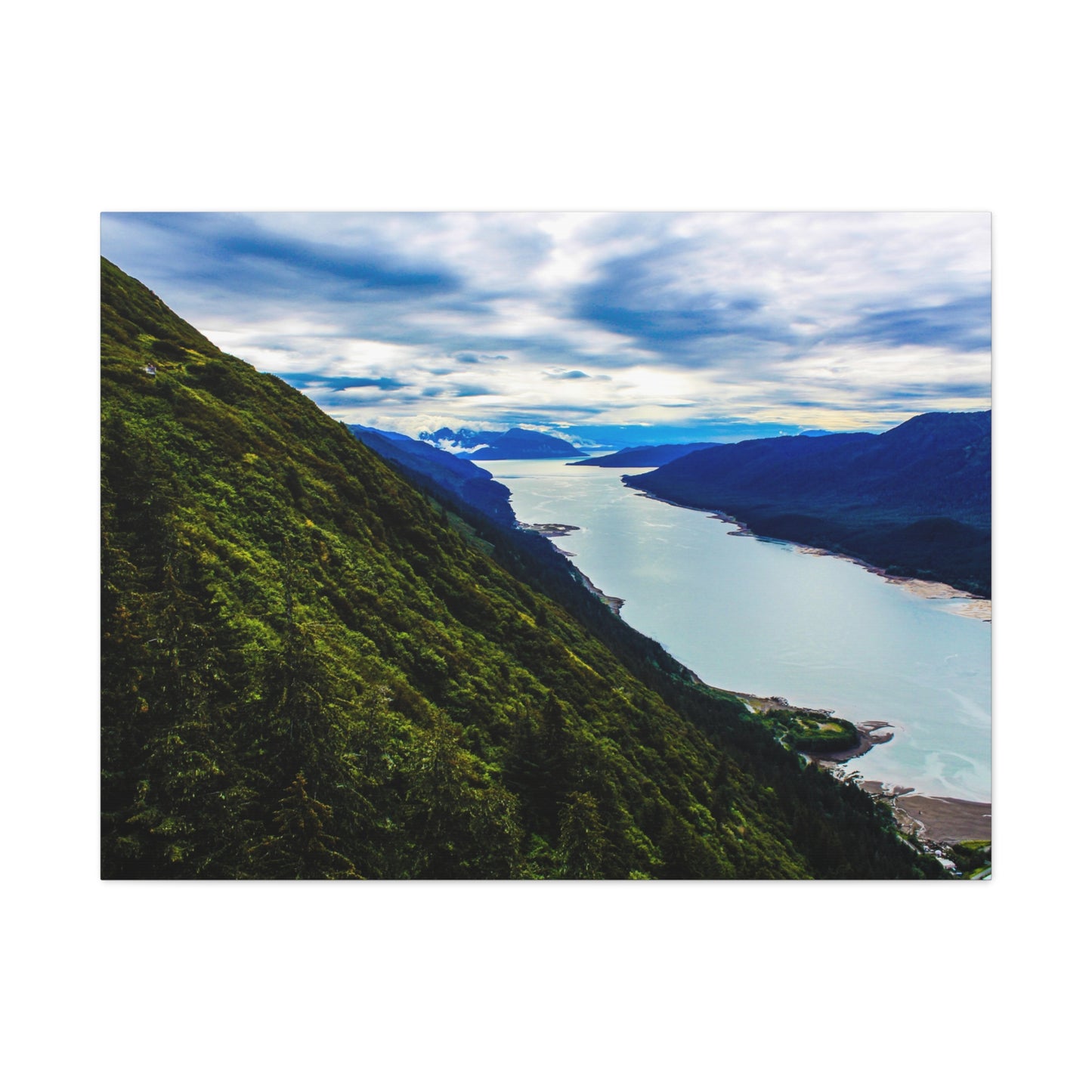 Canvas Wall Art - River at the Bottom of a Mountain Scene
