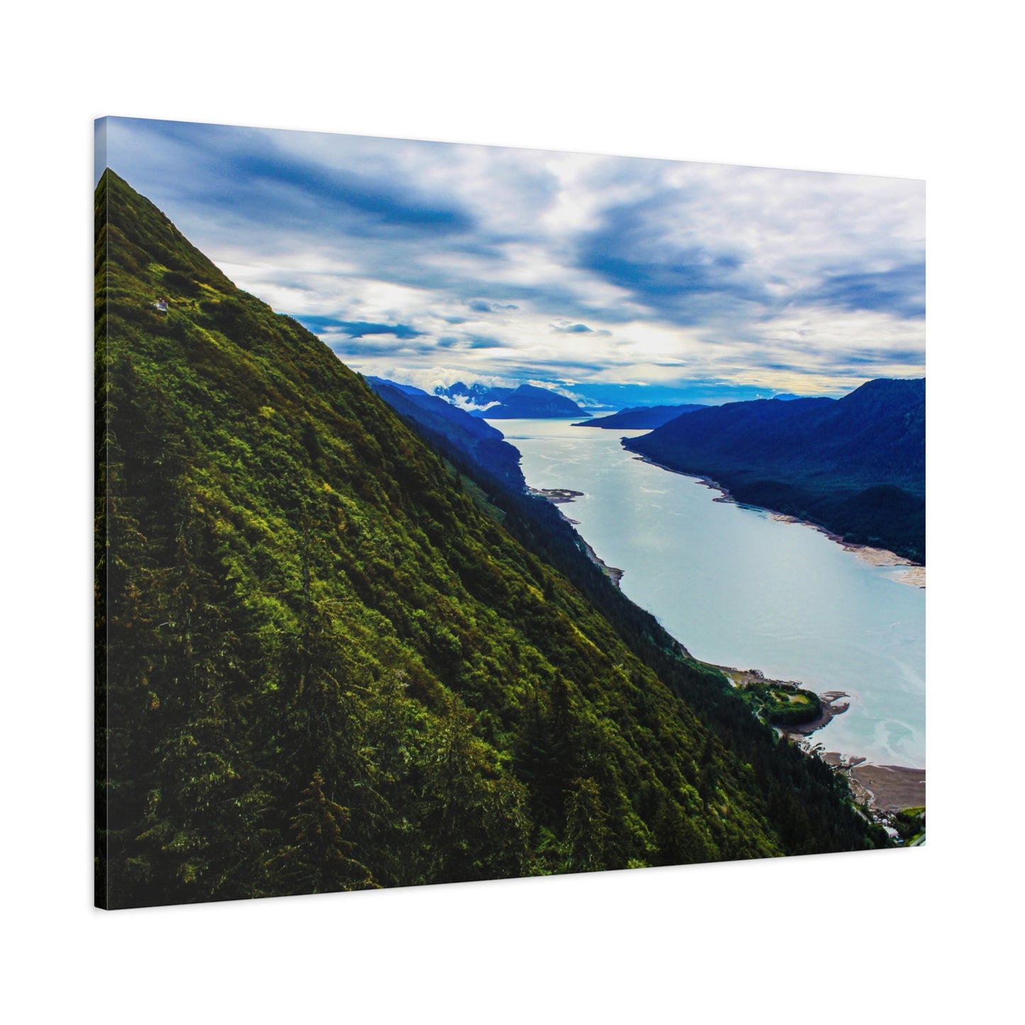 Canvas Wall Art - River at the Bottom of a Mountain Scene