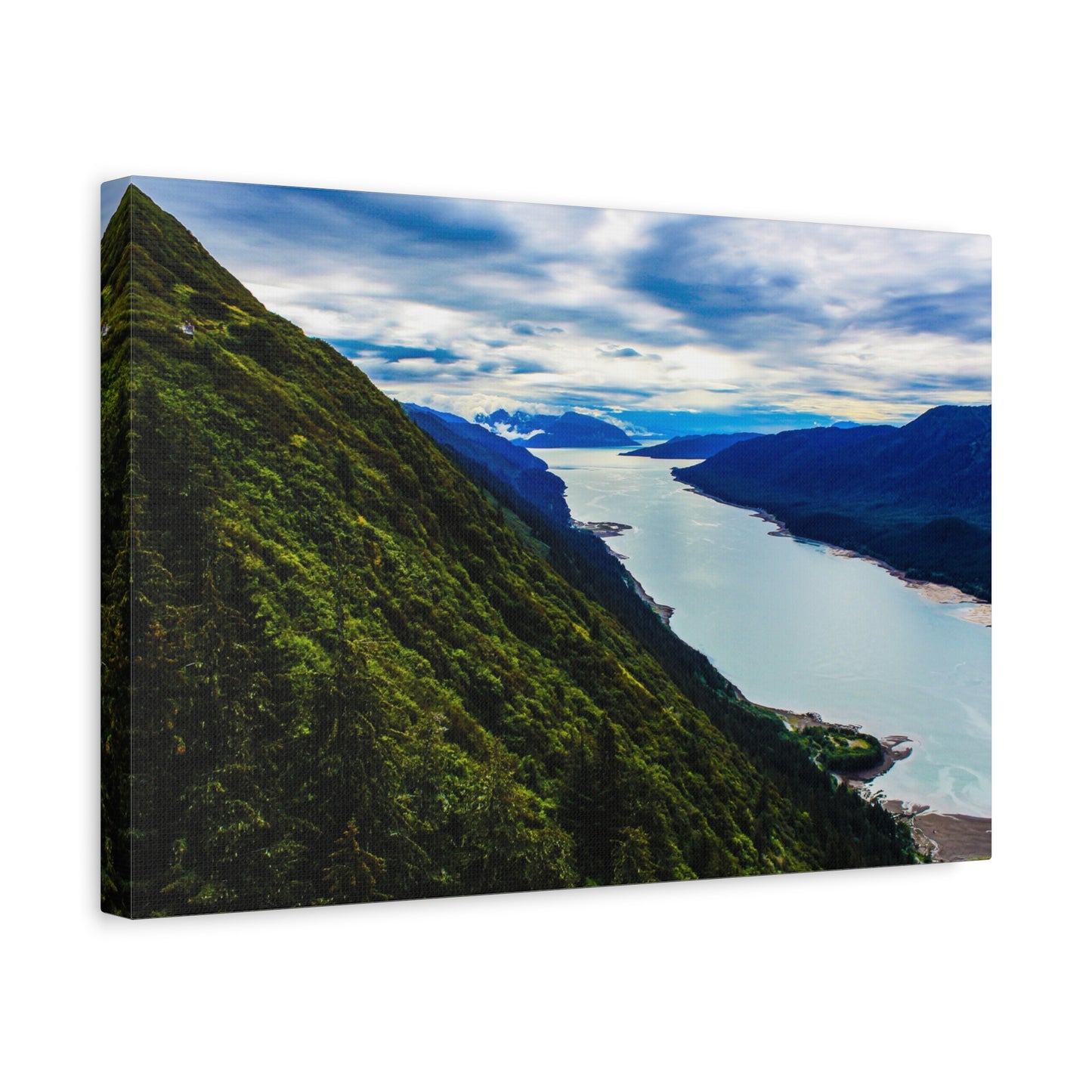 Canvas Wall Art - River at the Bottom of a Mountain Scene