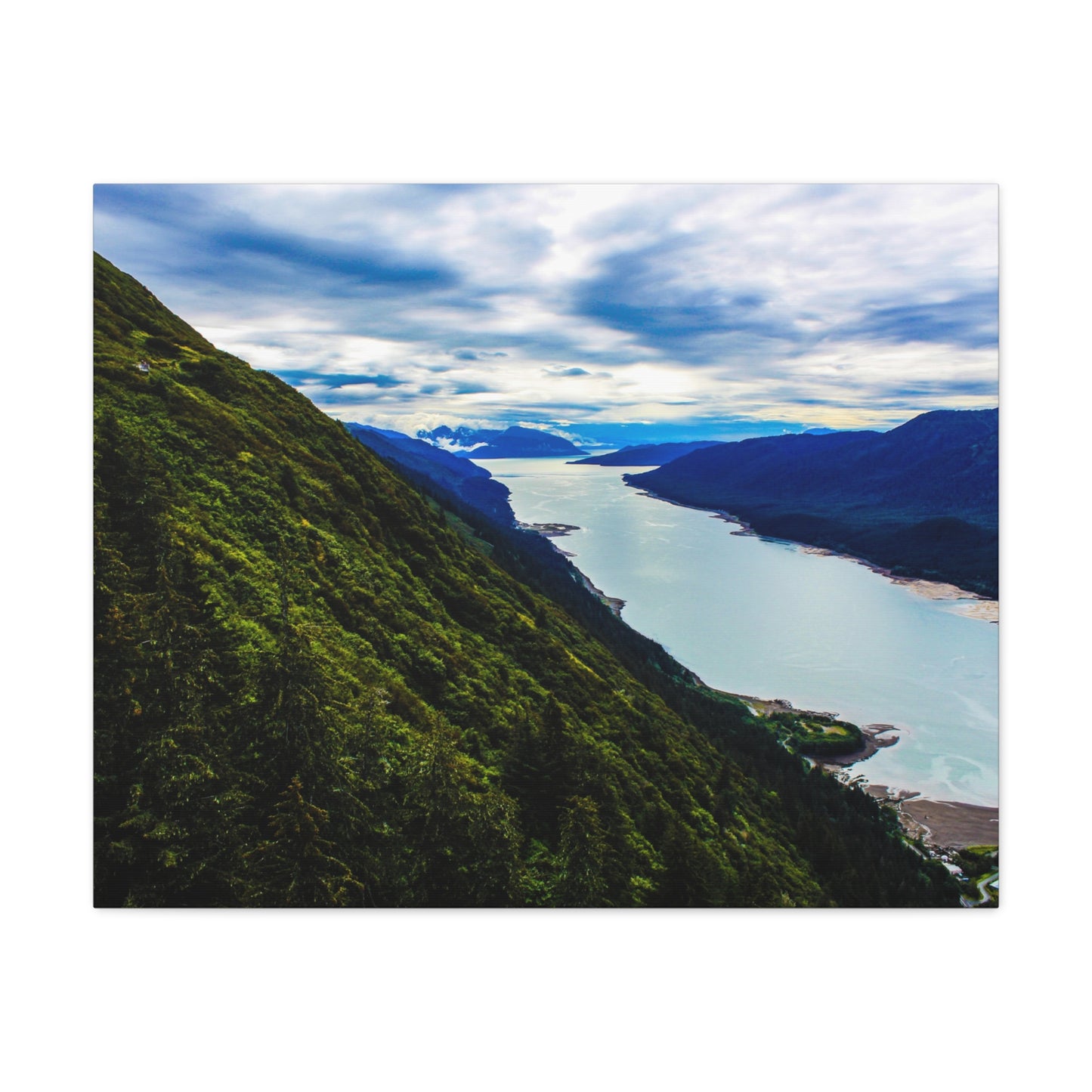 Canvas Wall Art - River at the Bottom of a Mountain Scene