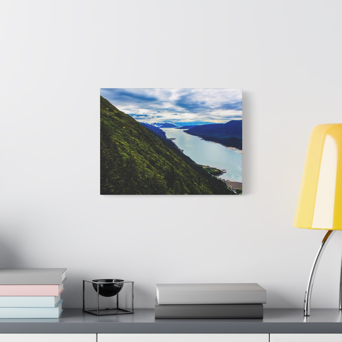 Canvas Wall Art - River at the Bottom of a Mountain Scene