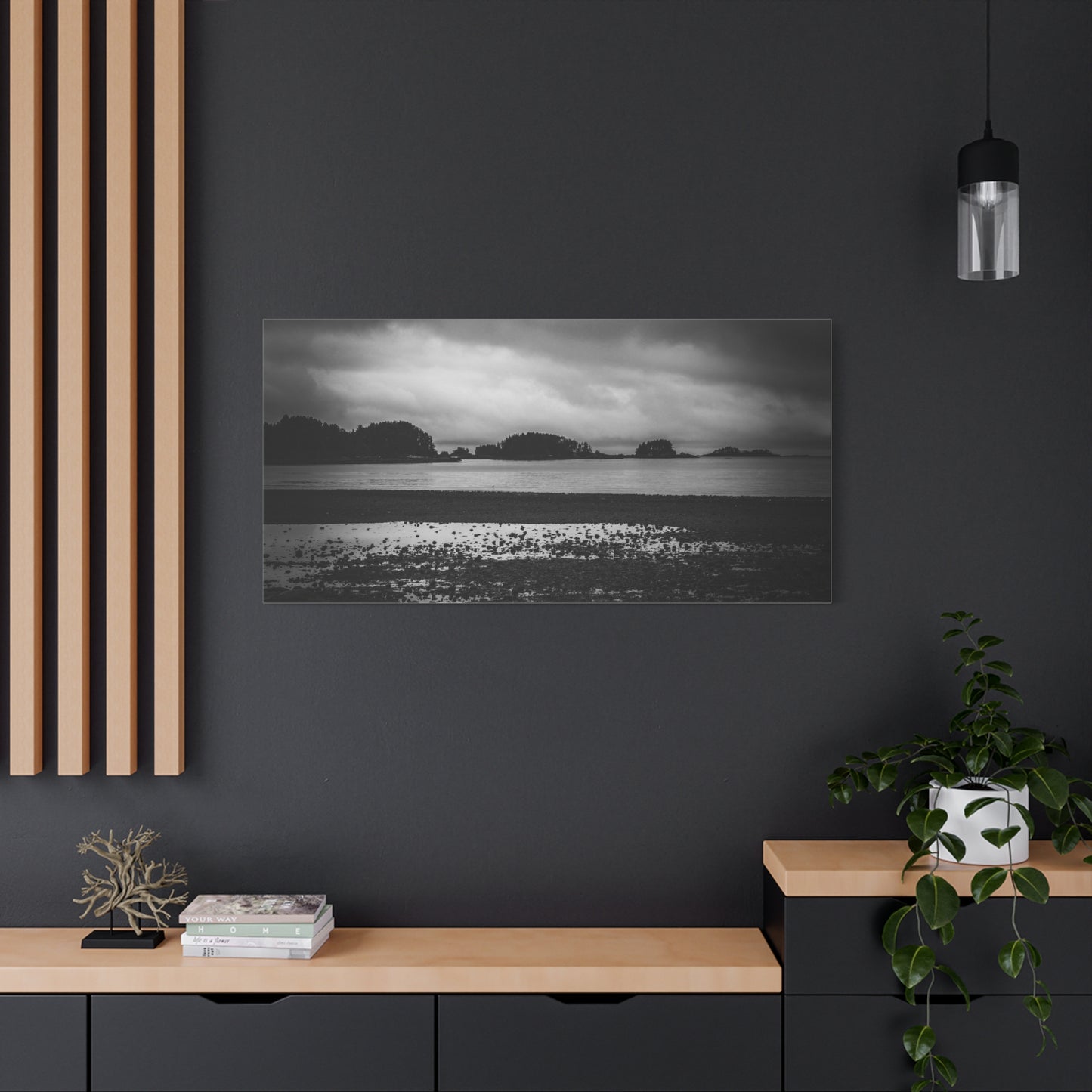Canvas Wall Art - Photography Grey Scale Ocean Islands