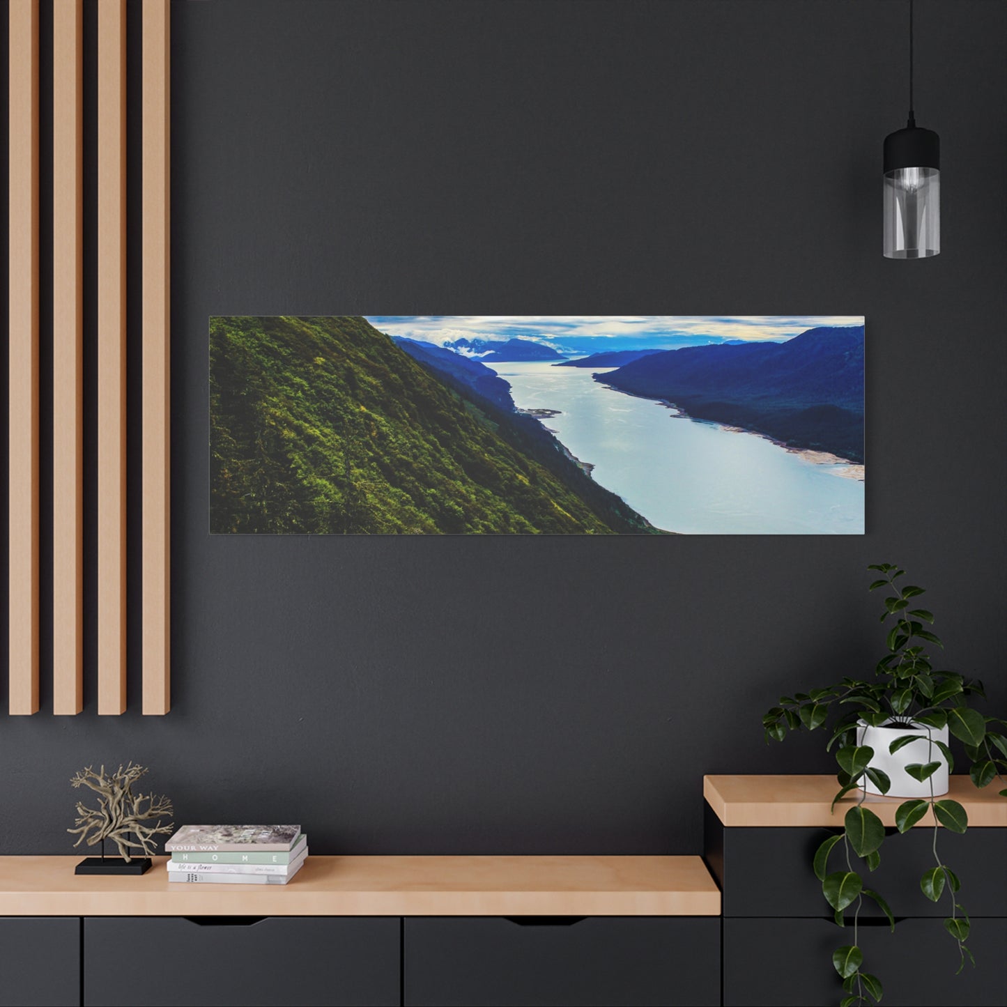 Canvas Wall Art - River at the Bottom of a Mountain Scene