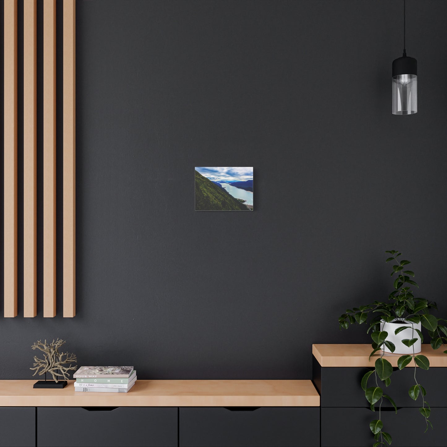 Canvas Wall Art - River at the Bottom of a Mountain Scene