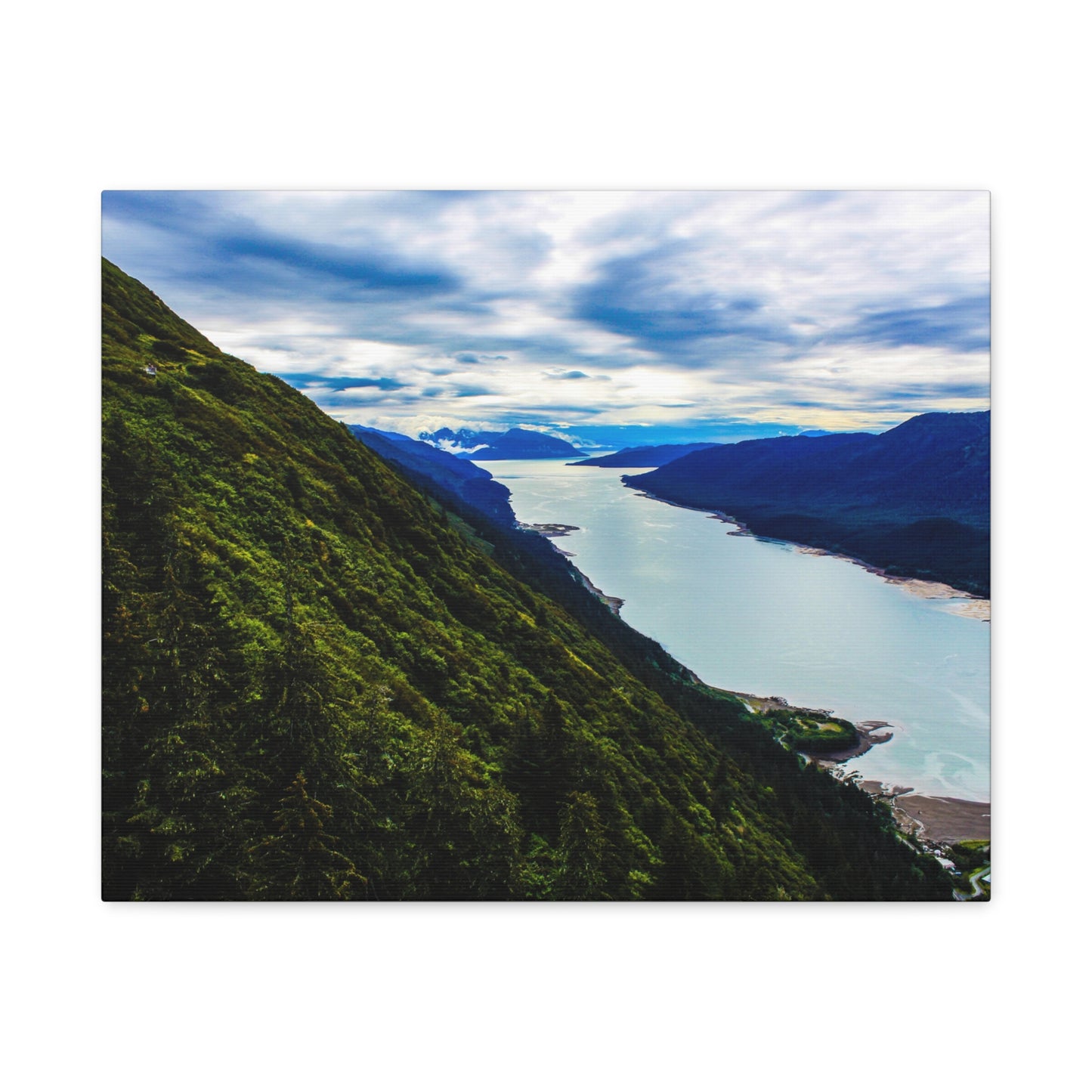 Canvas Wall Art - River at the Bottom of a Mountain Scene